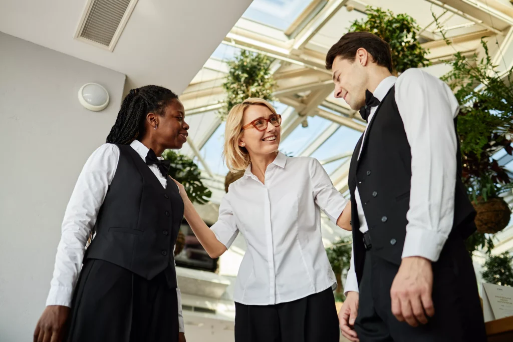 Hospitality staff working in a customer-facing venue